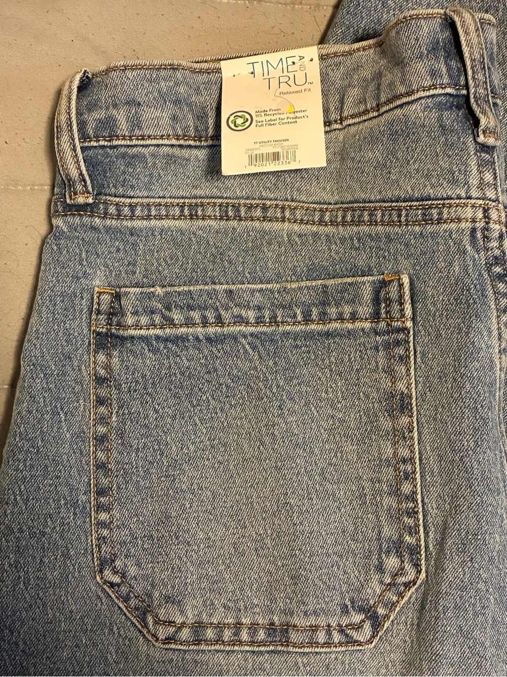 Time and Tru Light Wash relaxed fit utility jeans